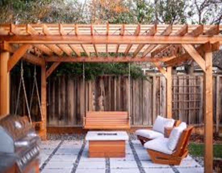 space with an adorable pergola